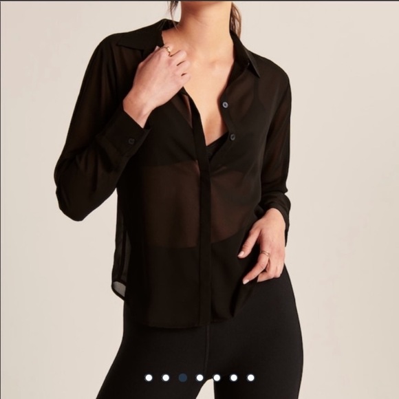 Abercrombie & Fitch Collared Mesh Top - Picture 1 of 2